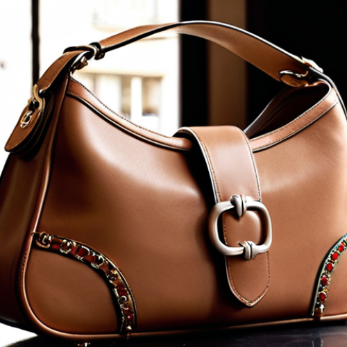 Home 19 The Jackie Bag**
Prompt: "Close-up of a Gucci Jackie bag, classic hobo shape, in soft, supple leather. Capture the timeless elegance and sophisticated design. Focus on the piston closure detail. Background should be blurred and suggest a stylish, upscale environment, perhaps a Parisian café or a vintage boutique. Style: High fashion photography, soft lighting, emphasis on texture and craftsmanship."
**